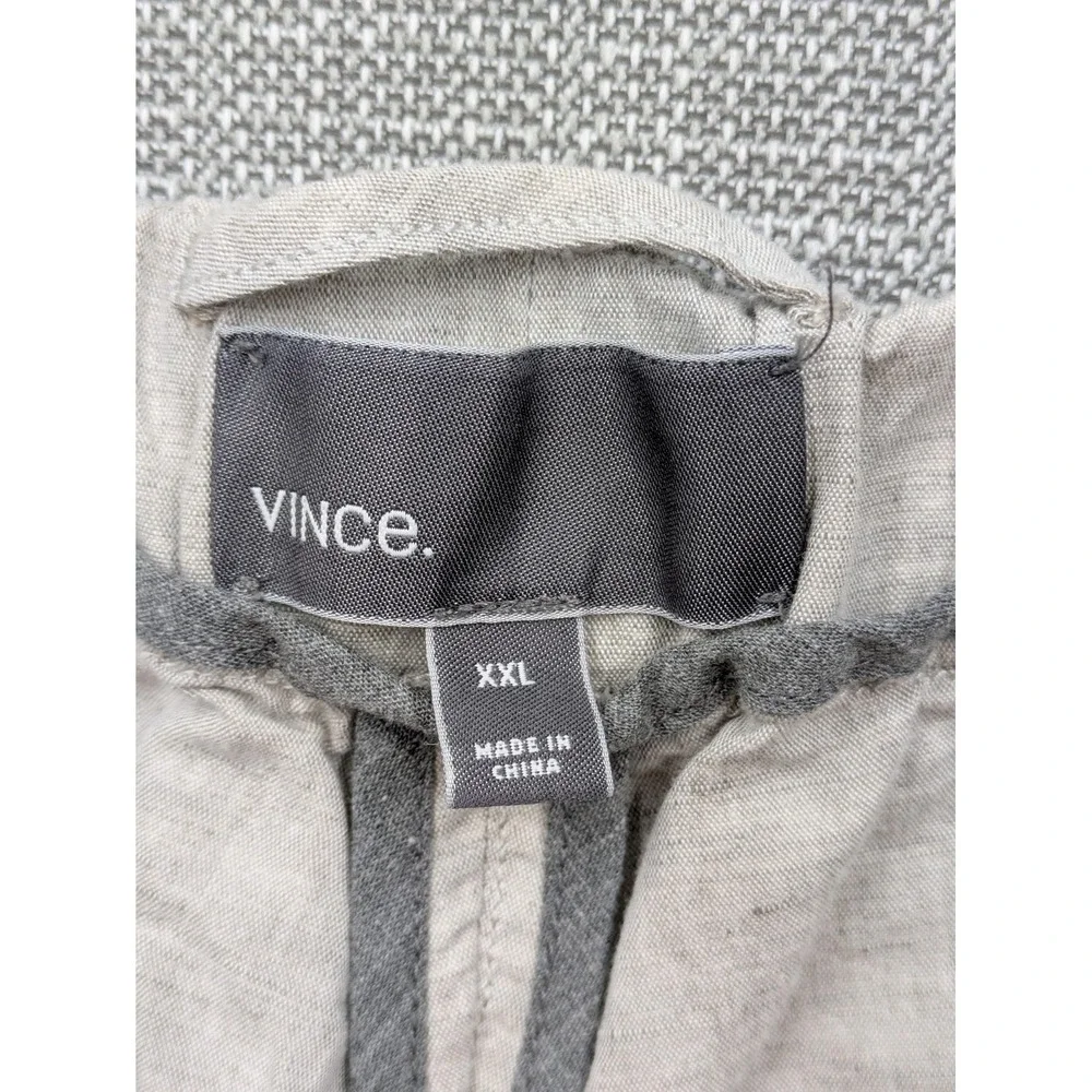 Vince Shorts Mens XXL Beige Linen Cotton Drawstring Elastic Waist Casual 9 In